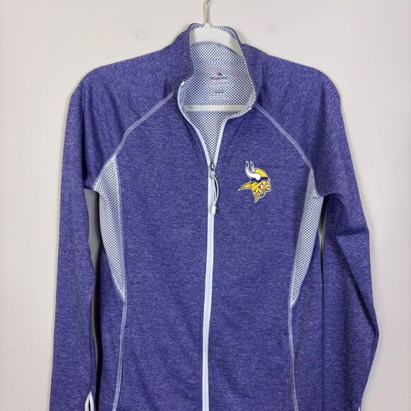 Majestic Women’s Minnesota Vikings Purple Full Zip Up Jacket Medium - Picture 3 of 6